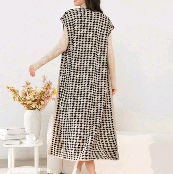 Women Solid Color Turtleneck Long Sleeve Minimalist Dress And Jacquard Cardigan - Picture 2 of 5